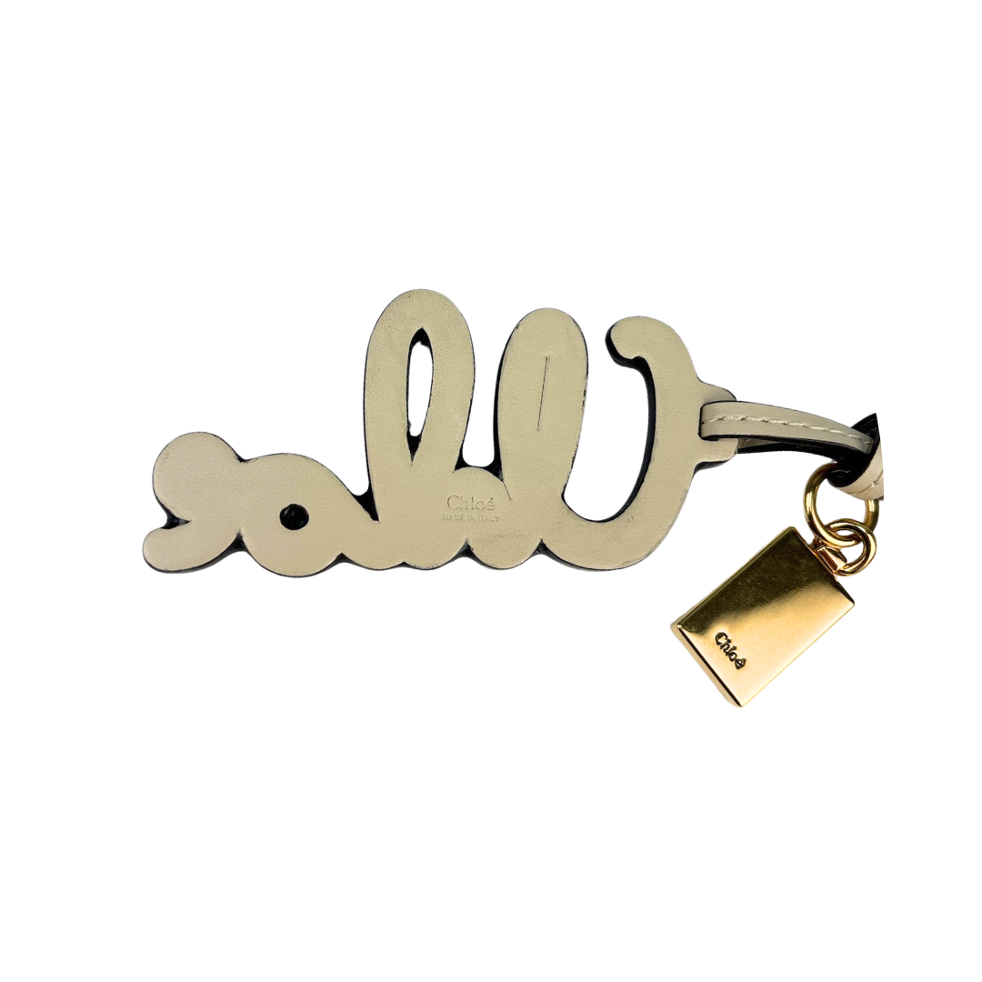 Chloe Cream Logo Bag Charm