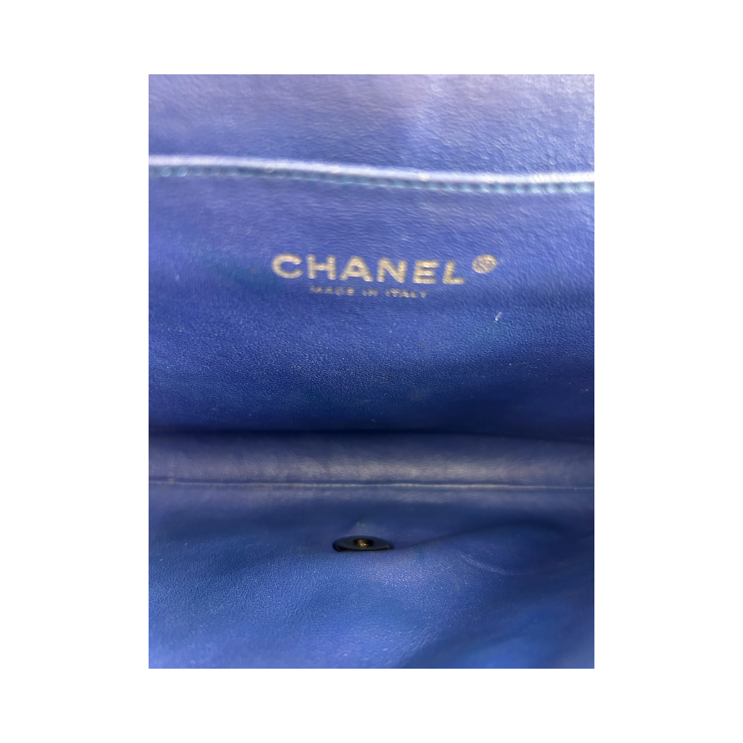 Chanel Navy Patent Leather Clutch on Chain