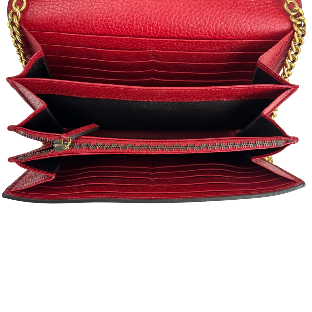 Gucci Red Marmont Mini Chain Wallet