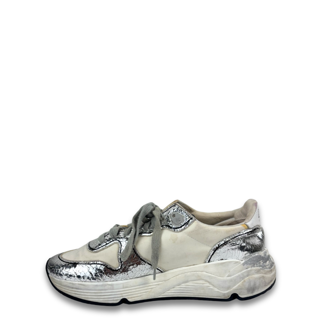 Golden Goose Running Sole White & Silver Sneaker - Size 38