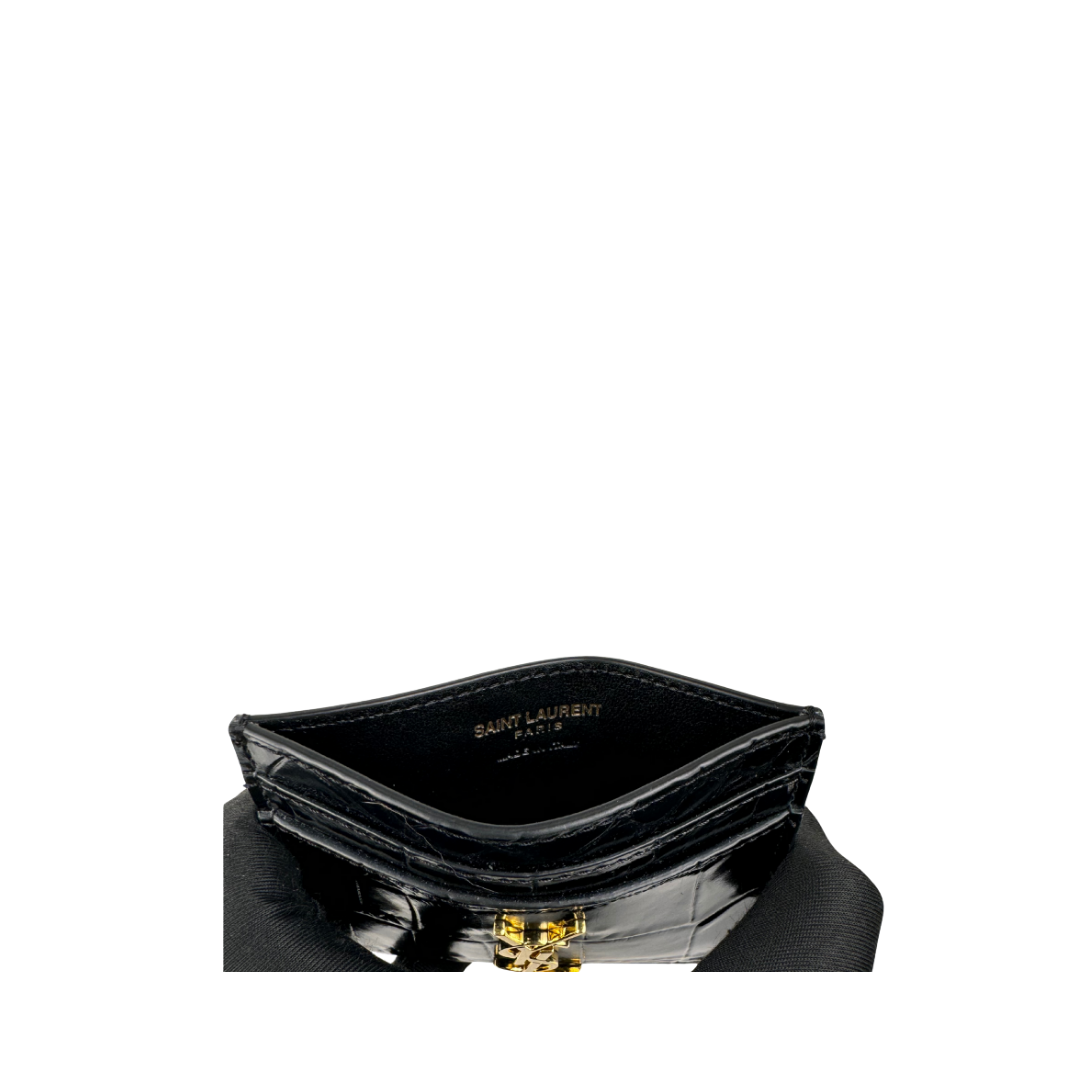 YSL Cassandre Croc Embossed Leather Card Case