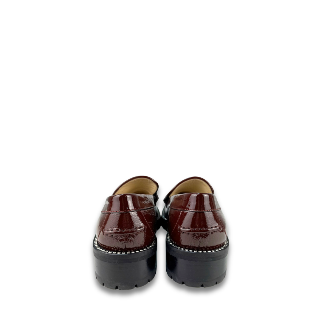 Jimmy Choo Burgundy Patent Deanna Loafers - Size 40