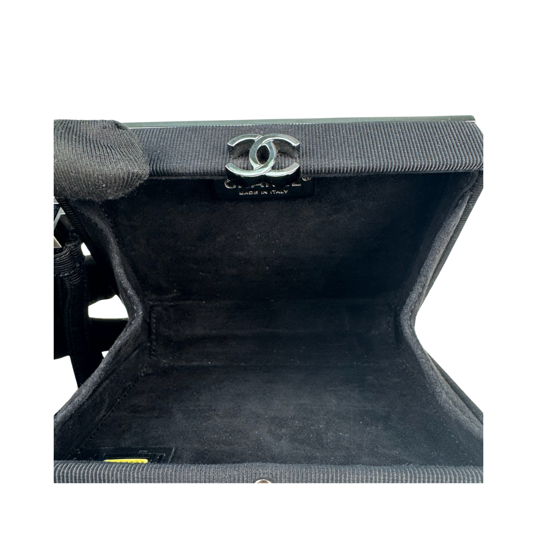 Chanel Piqué Rhinestone Minaudière Box Clutch