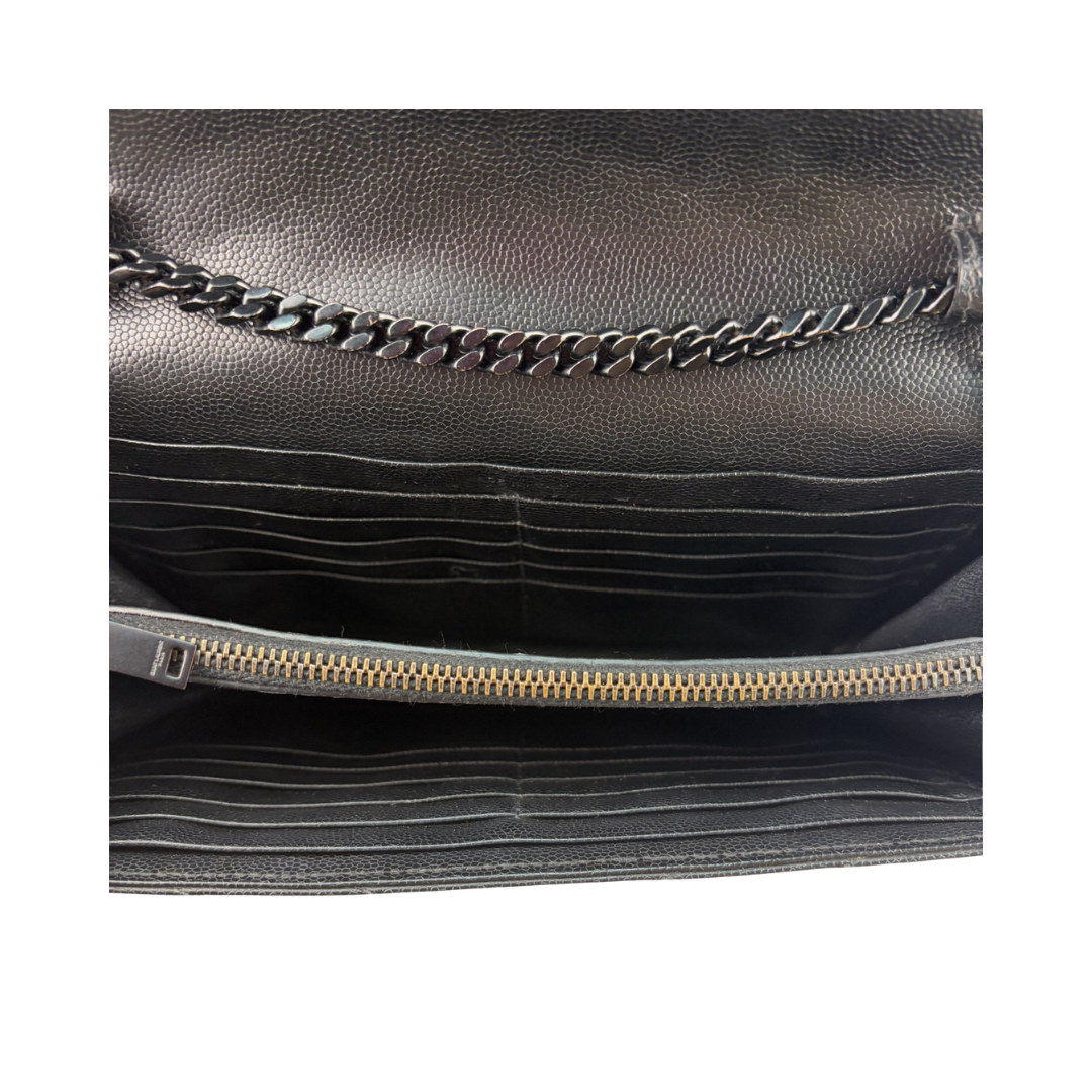 YSL Black Cassandre Quilted Chain Wallet