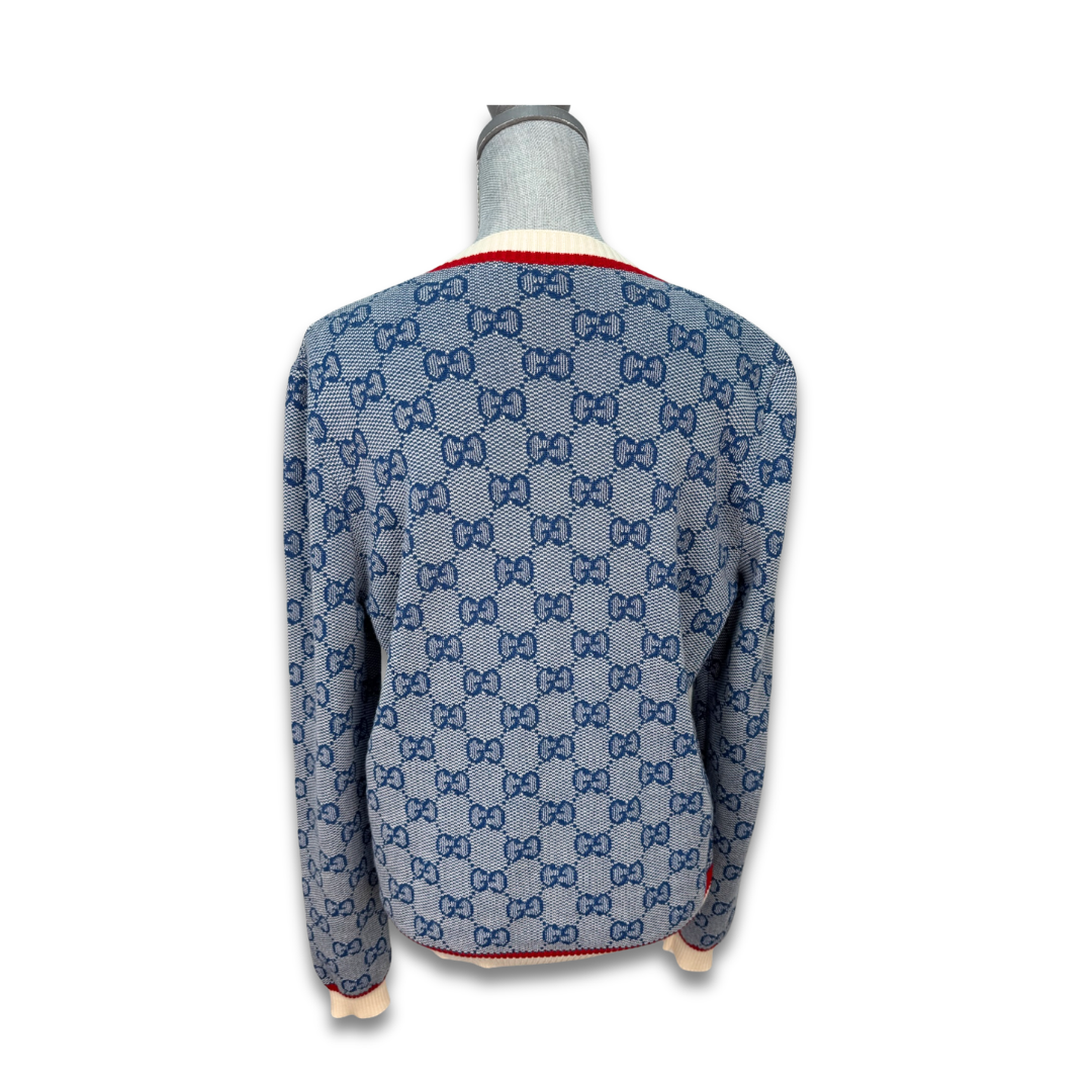 Gucci Blue GG Monogram Cardigan Sweater