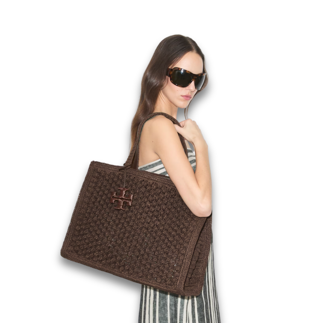 Tory Burch Ella Hand-Crocheted Popcorn Large Tote