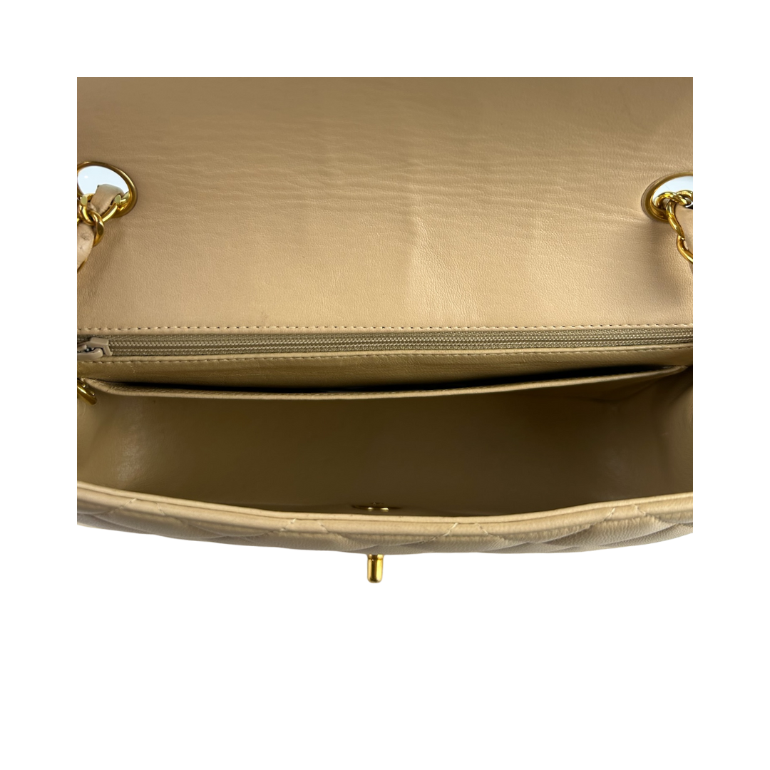 Chanel Beige Lambskin Medium Diana