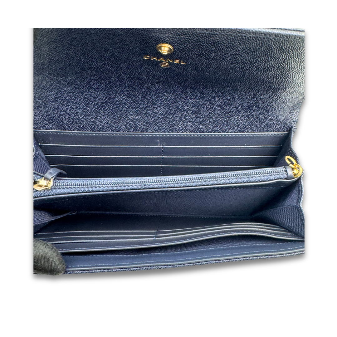 Chanel Navy Caviar Boy Wallet