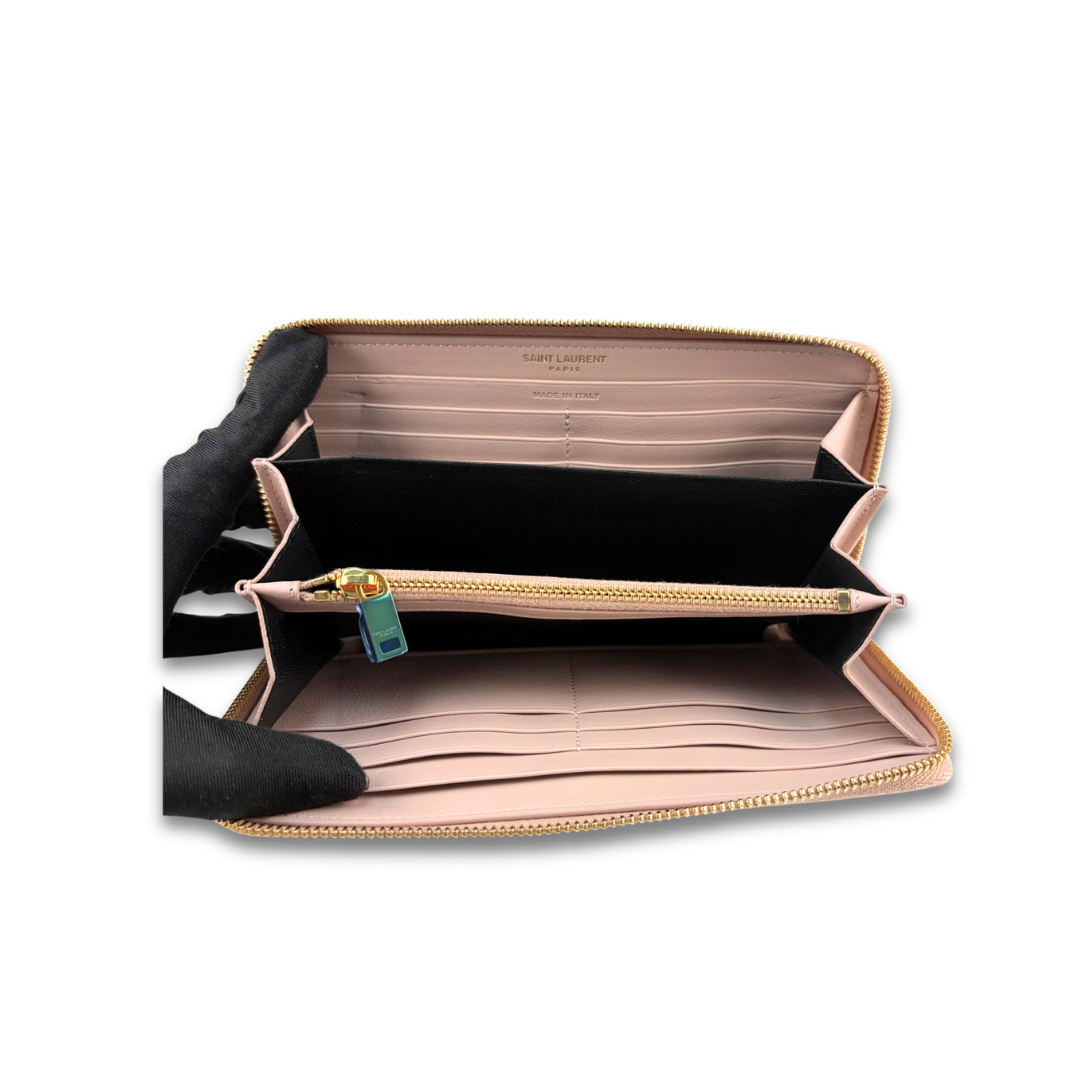 YSL Pink Zip Around Wallet
