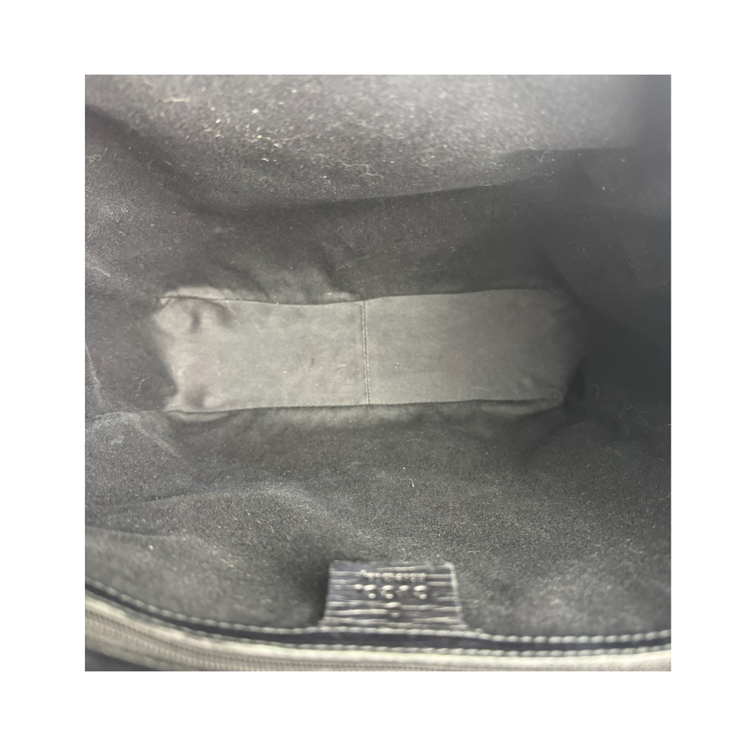 Gucci Black GG Canvas Bamboo Tote
