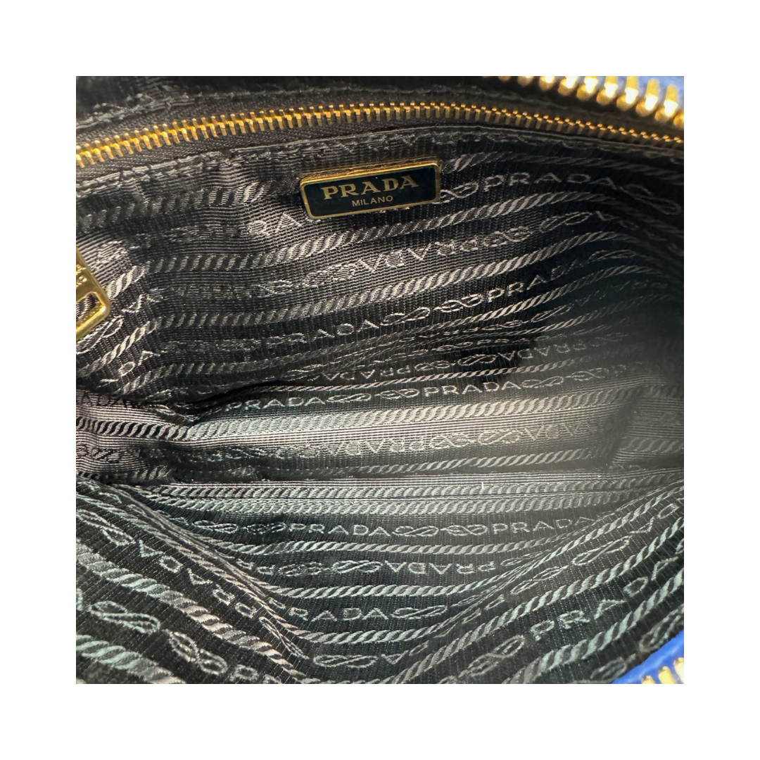 Prada Blue Vitello Camera Bag