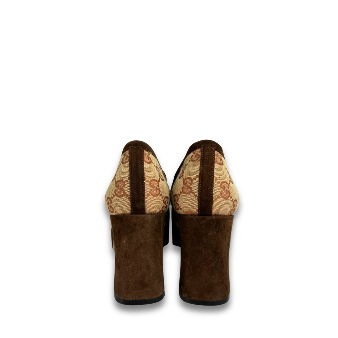 Gucci Red Canvas Platform Loafers - Size 37.5