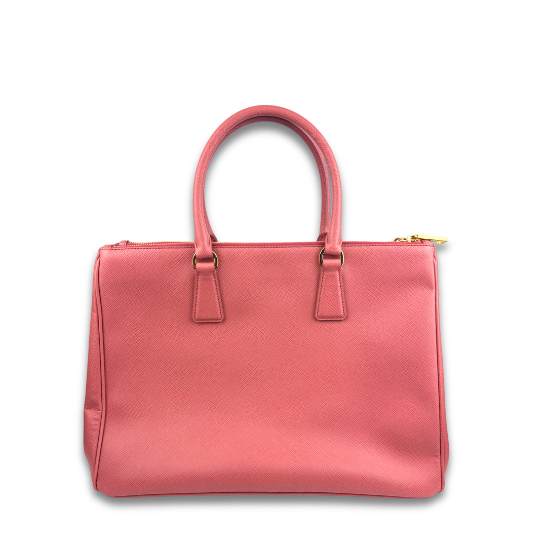 Prada Coral Saffiano Large Double Zip Galleria