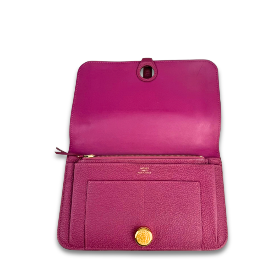 Hermès Clemence Dogon Duo Wallet Plum