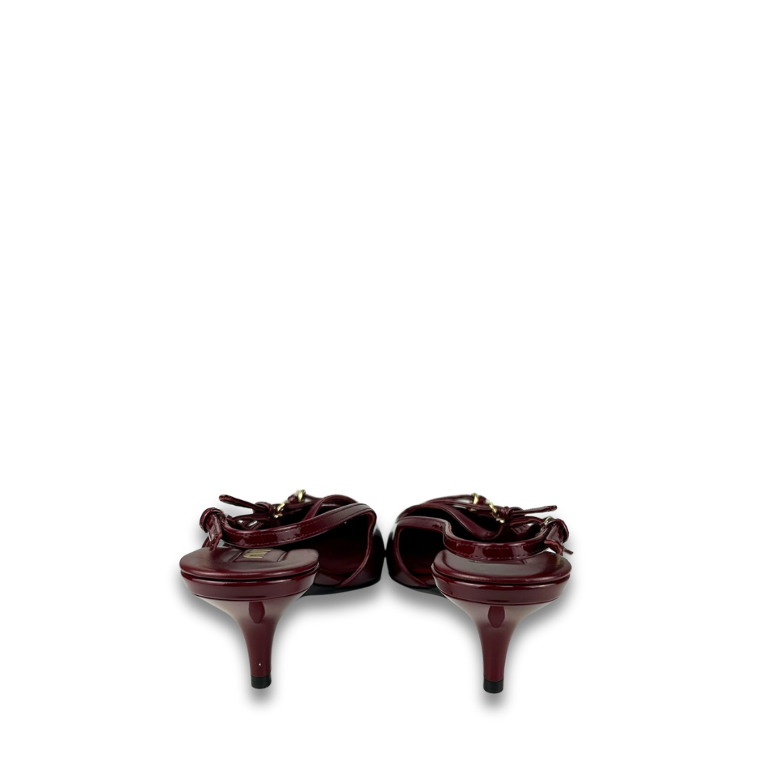 Miu Miu Crimson Patent Leather Slingbacks - Size 36.5