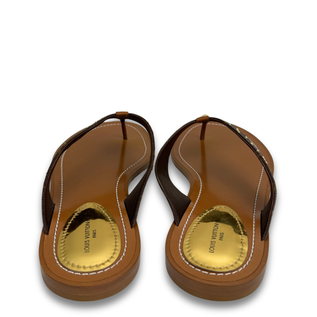 Louis Vuitton Monogram Studded Thong Sandal- Size 41