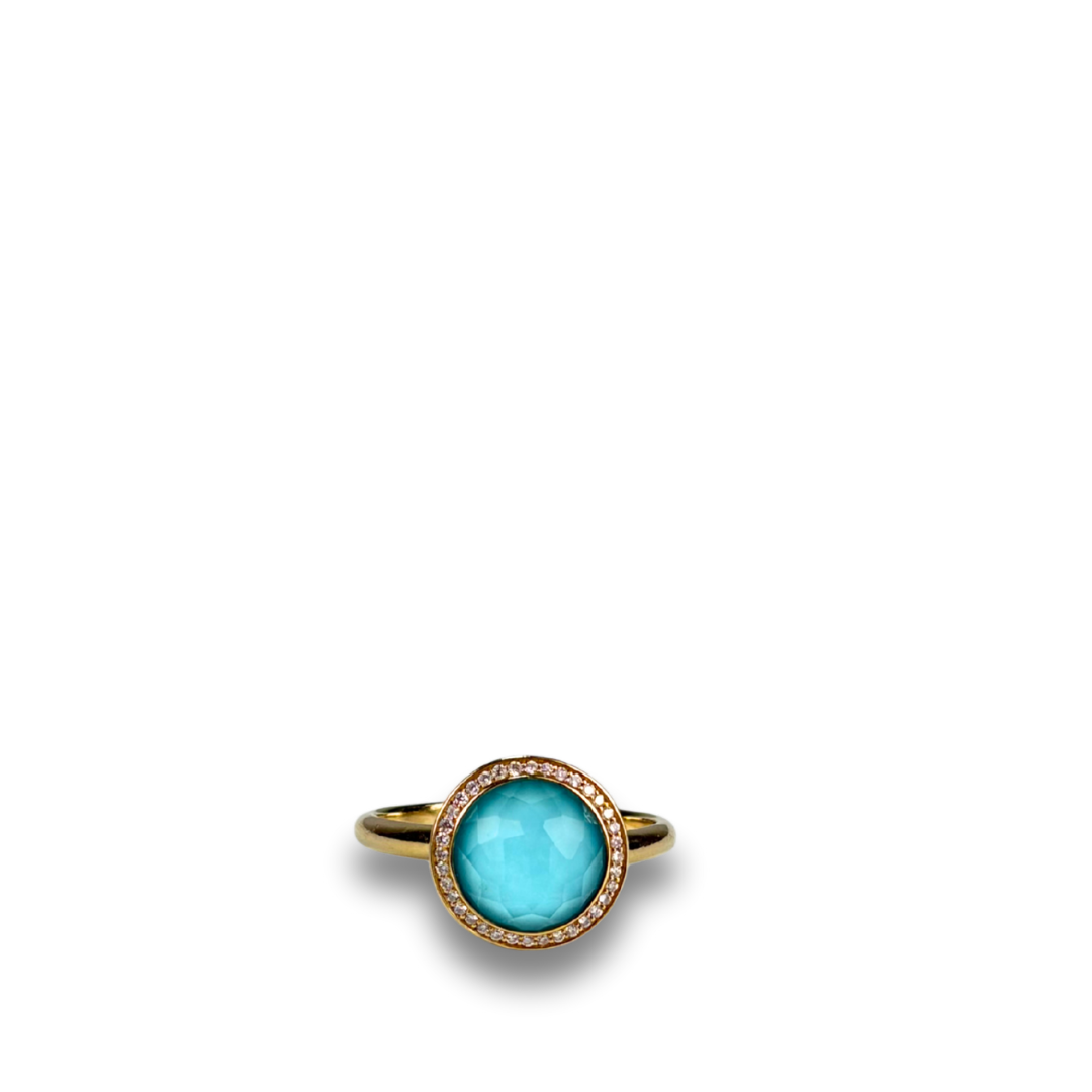 Ippolita Yellow Gold Lollipop Turquoise Ring - Size 8