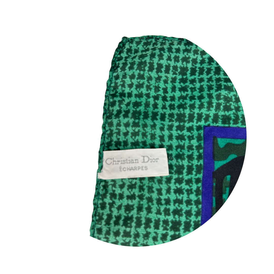 Dior Teal and Purple Paisley Silk Scarf