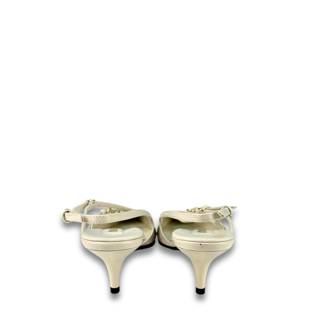 Miu Miu White Patent Leather Slingbacks - Size 36