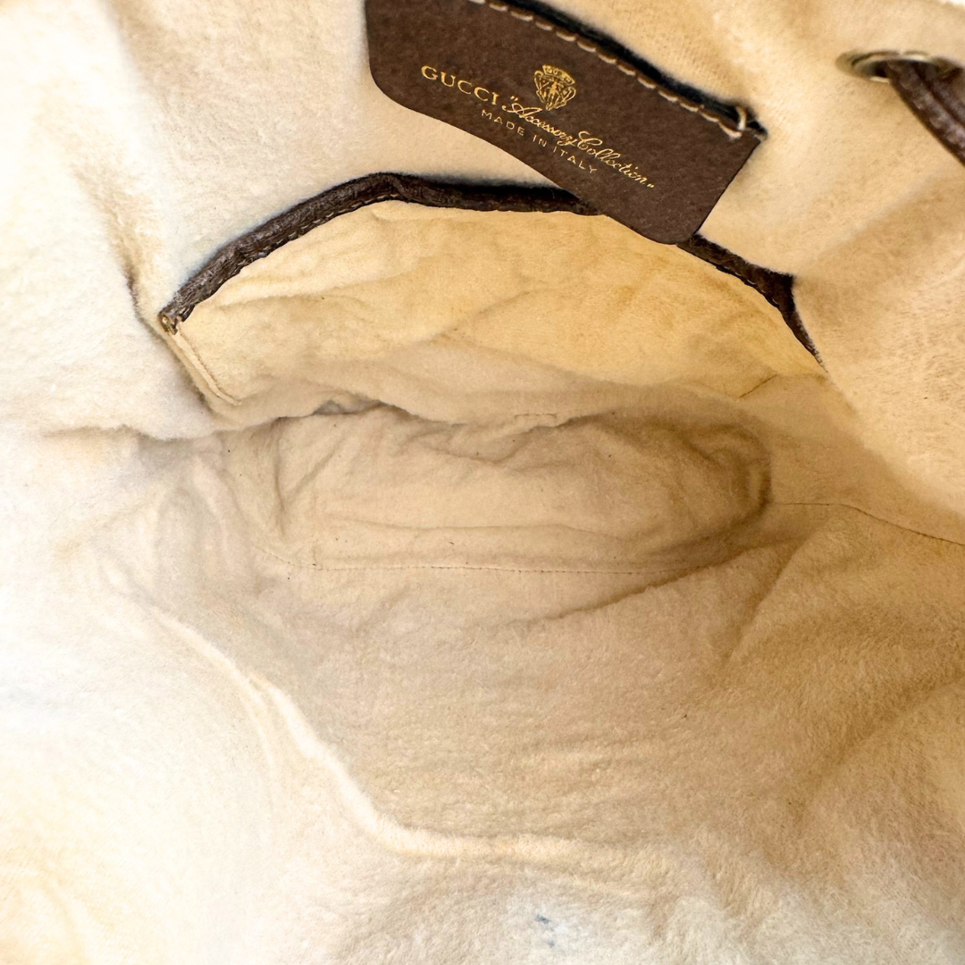 Gucci Brown Vintage Drawstring Crossbody