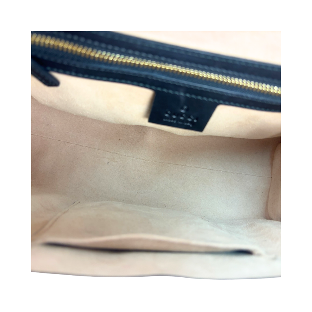 Gucci Black Guccissima Medium Padlock Top Handle