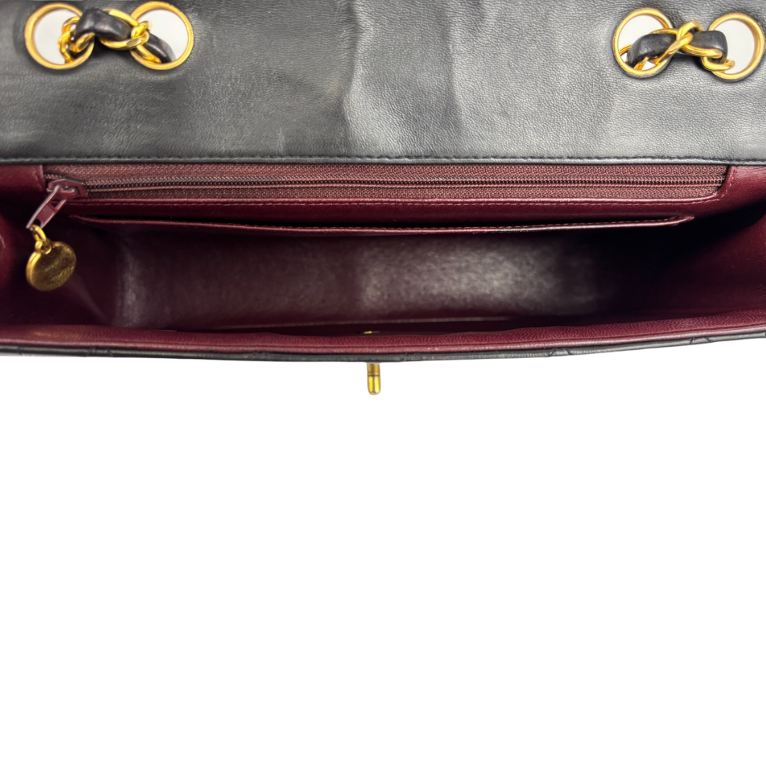 Chanel Black Lambskin Square Single Flap