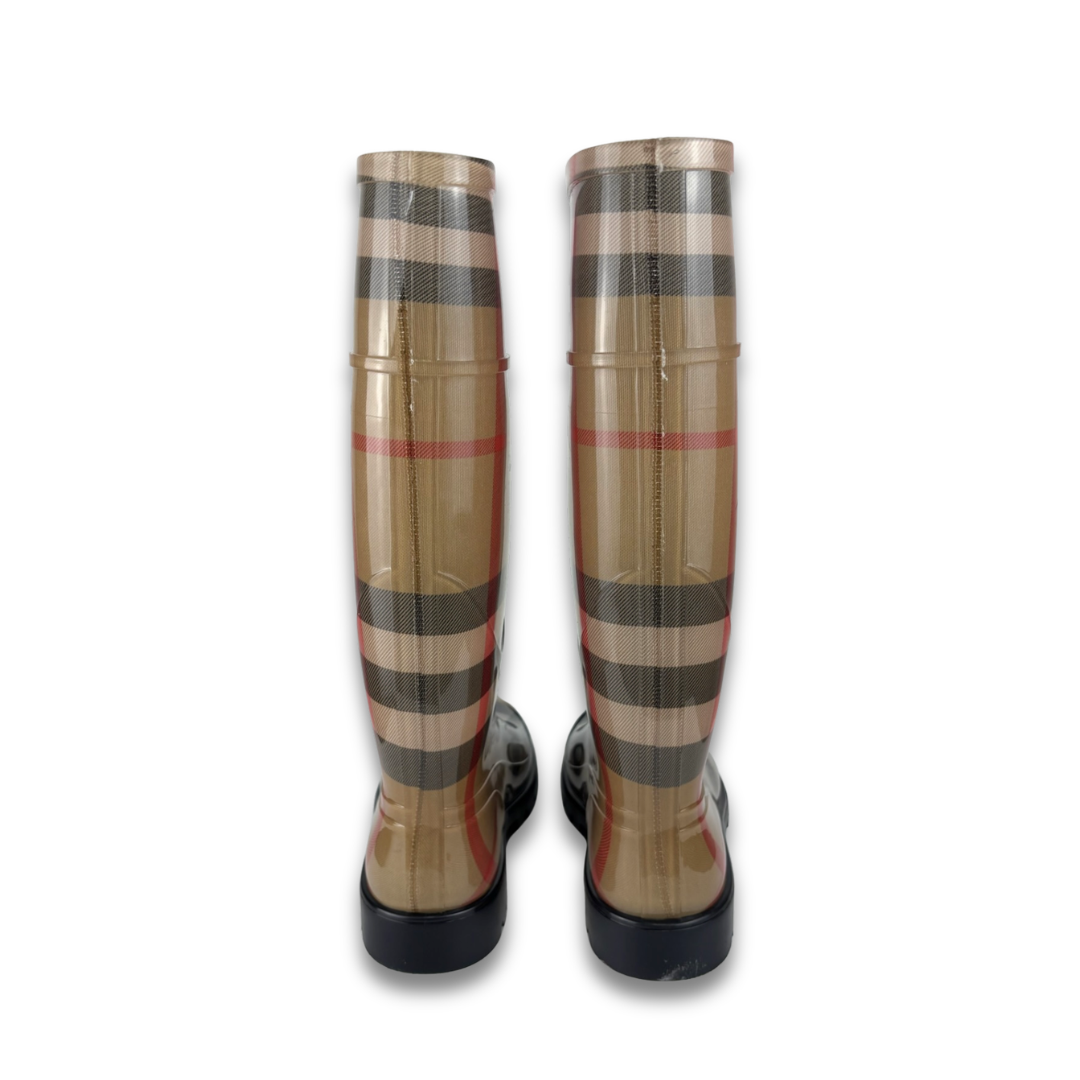 Burberry Haymarket Nova Check Rain Boots - Size 41