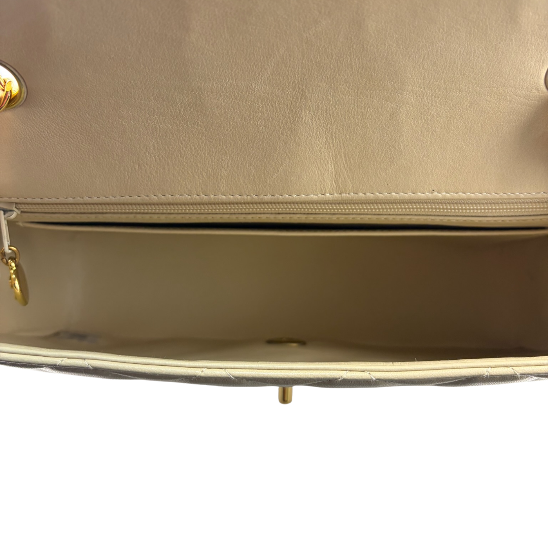 Chanel Medium Lambskin Beige Diana Single Flap