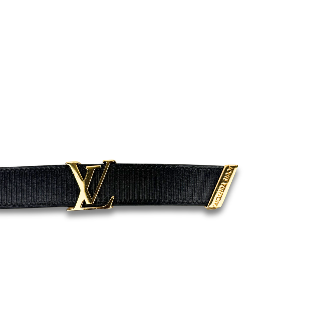 Louis Vuitton Black Embossed Calfskin Belt- Size 70