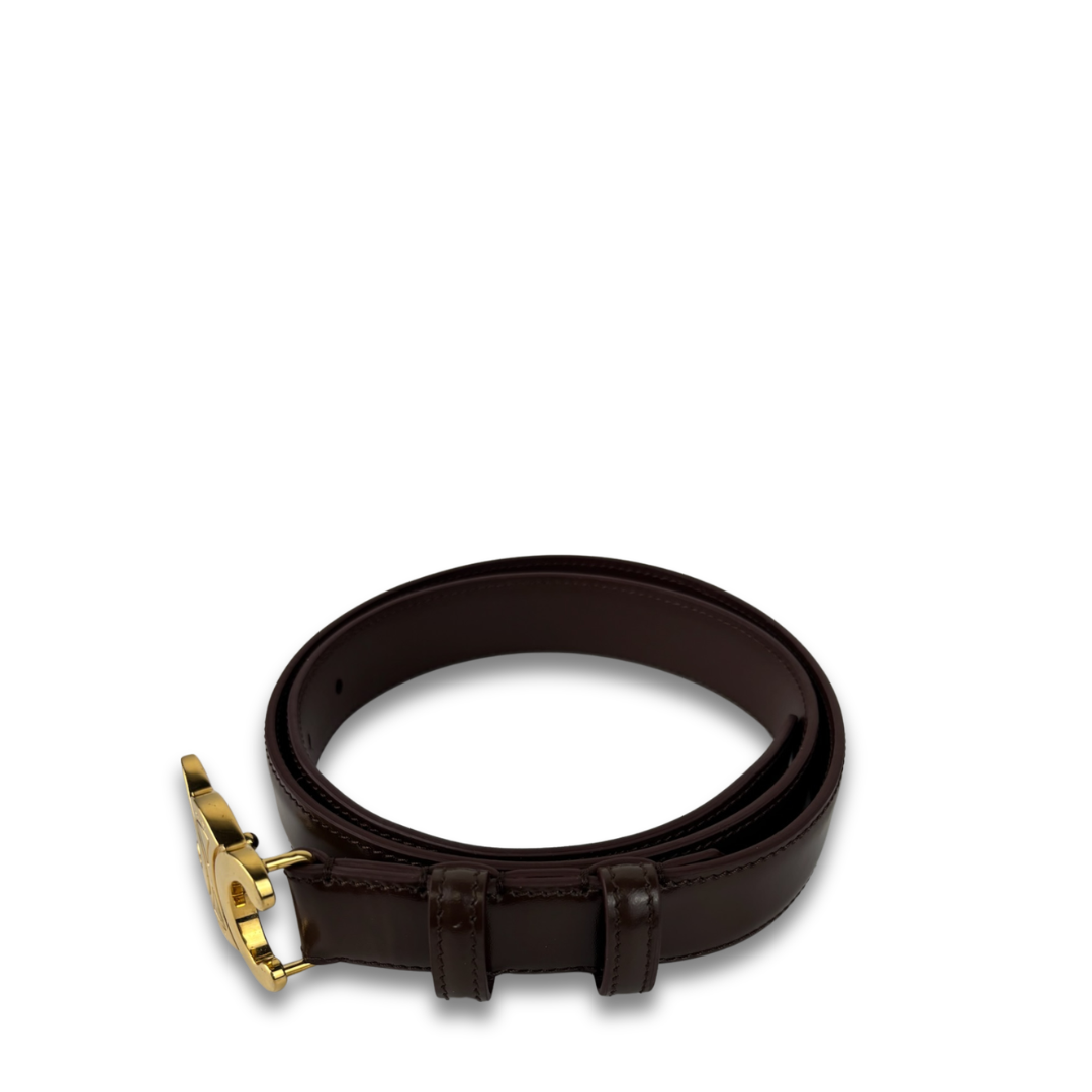 Celine Chocolate Brown 1" Triomphe Belt - Size 80
