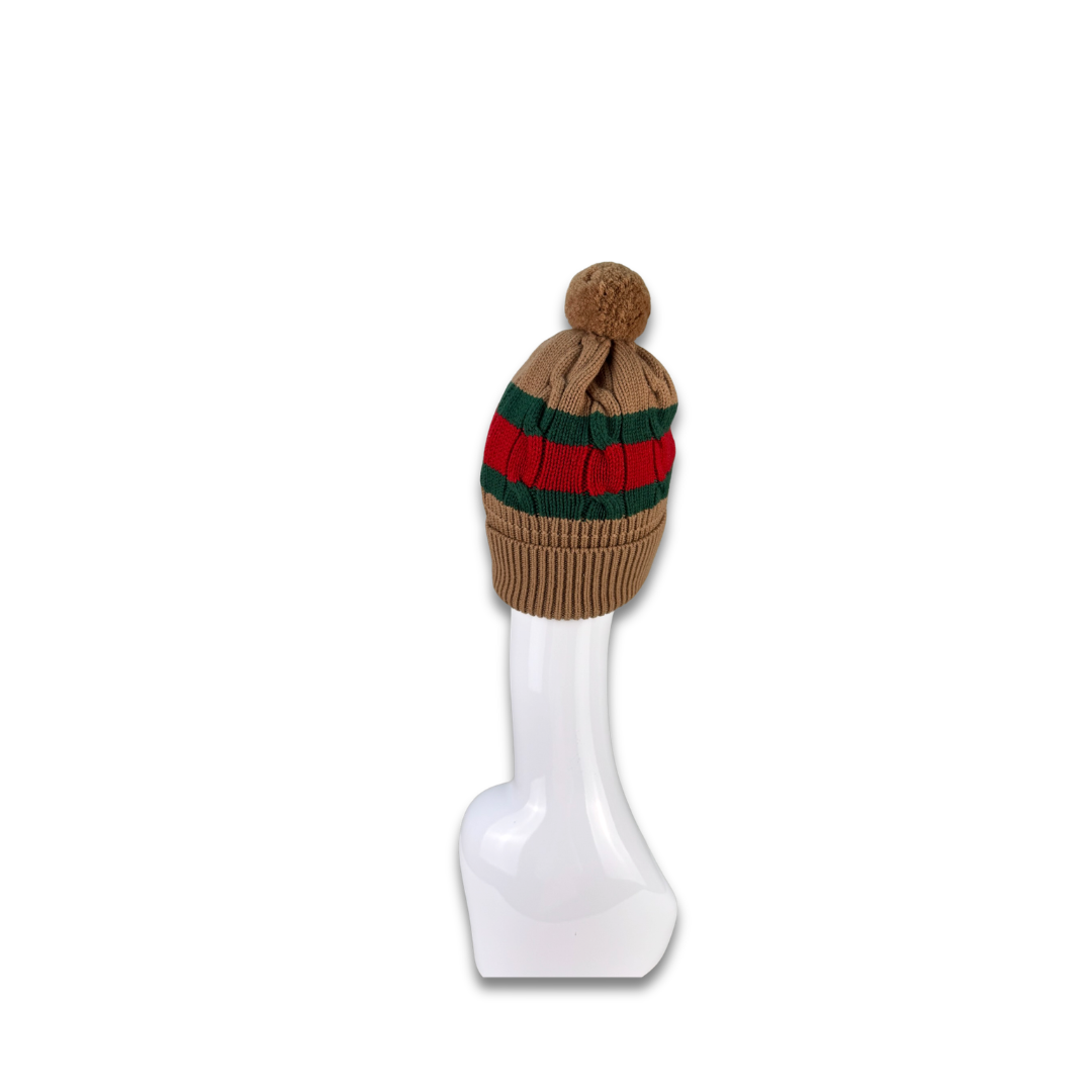 Gucci Striped Knit Pom Beanie