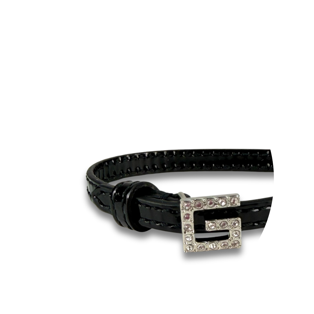 Gucci Patent Leather Crystal Bracelet