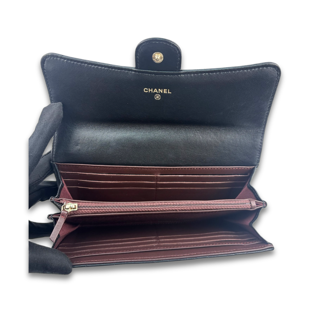 Chanel Black Lambskin Classic Flap Wallet