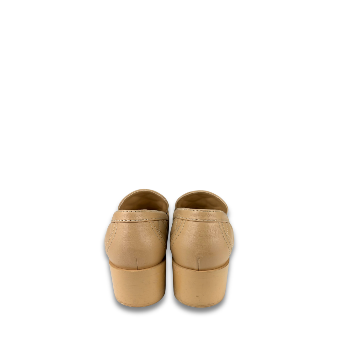 Chanel Beige Quilted Heart Loafers