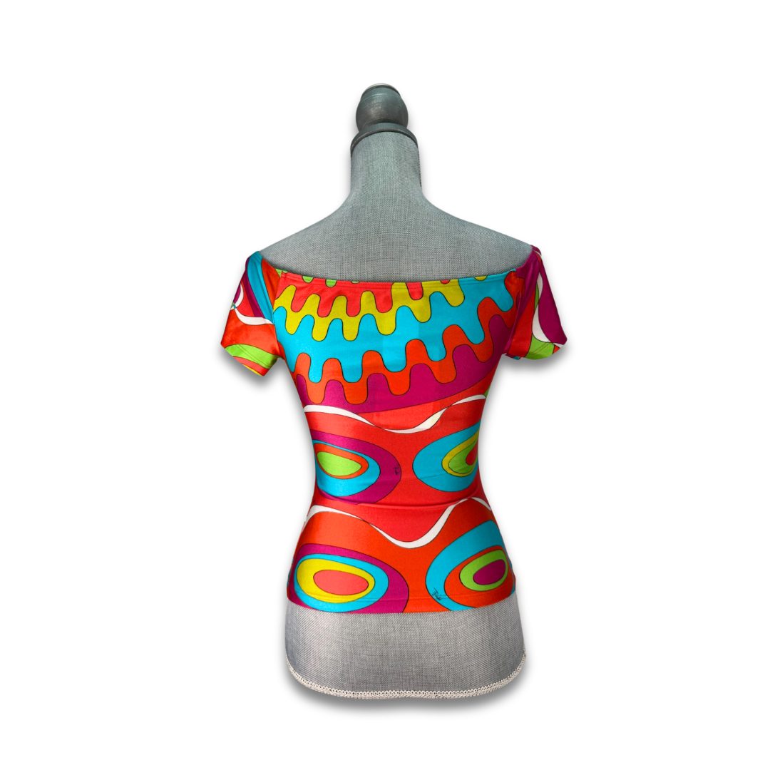 Emilio Pucci Neon Off The Shoulder Top - Size Small