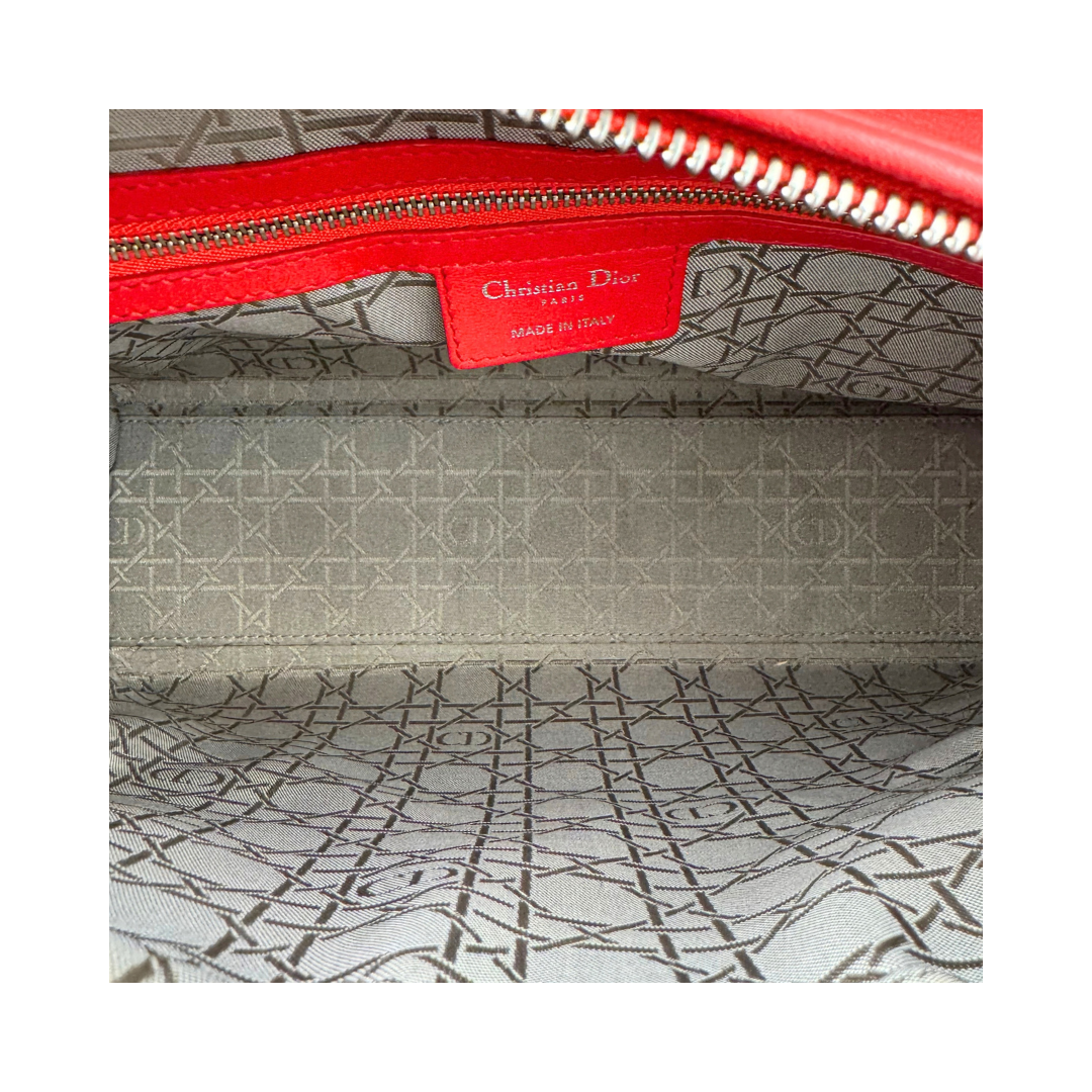 Dior Red Lambskin Large Lady Dior