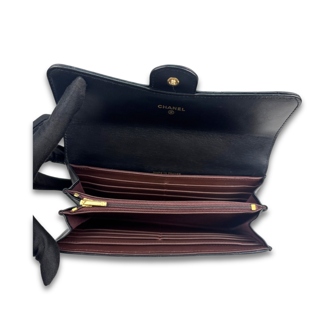 Chanel Black Lambskin Classic Flap Wallet