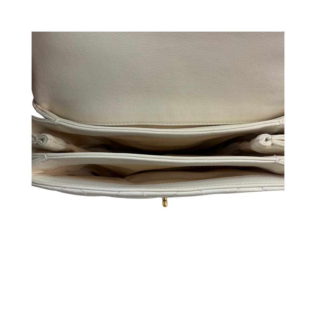 Chanel White Pearl Accordion Flap Bag