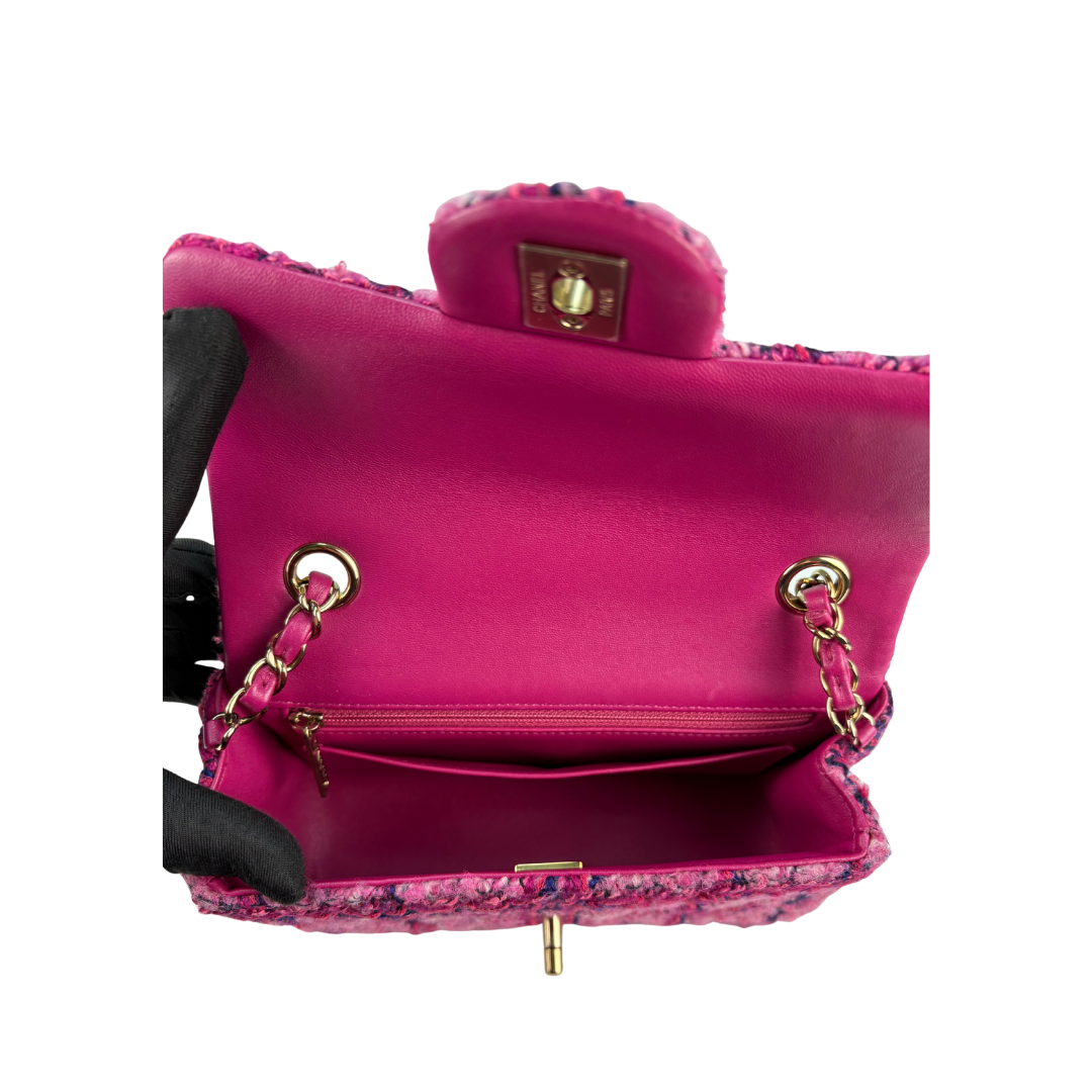 Chanel Pink Tweed Mini Flap Bag