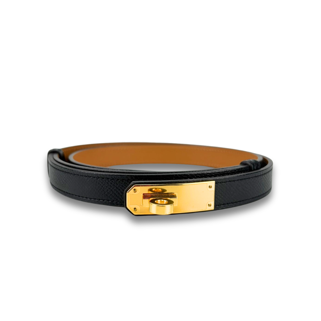 Hermès Epsom Black Kelly 18 Belt