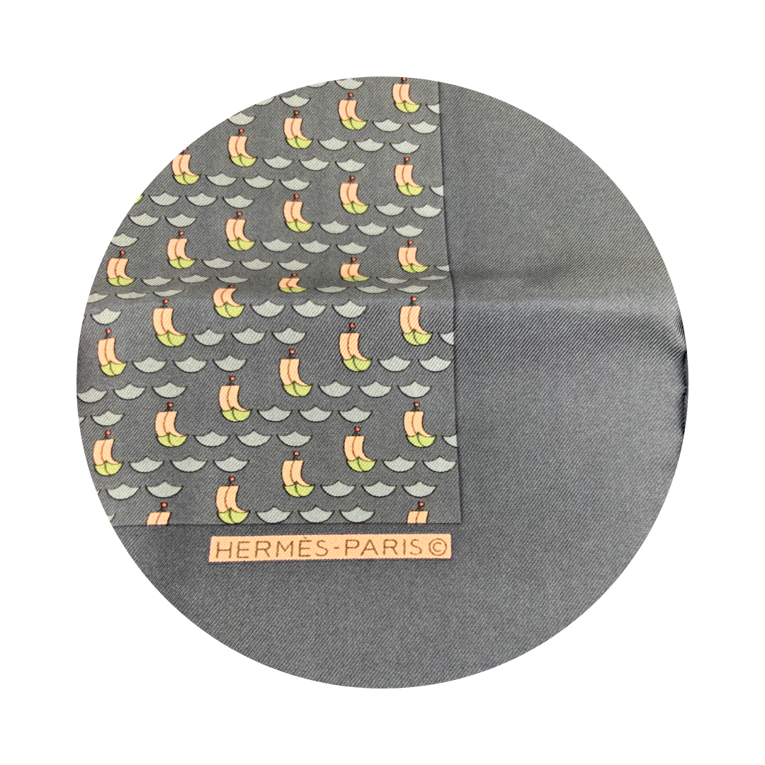 Hermès Navy Blue Silk Pocket Square