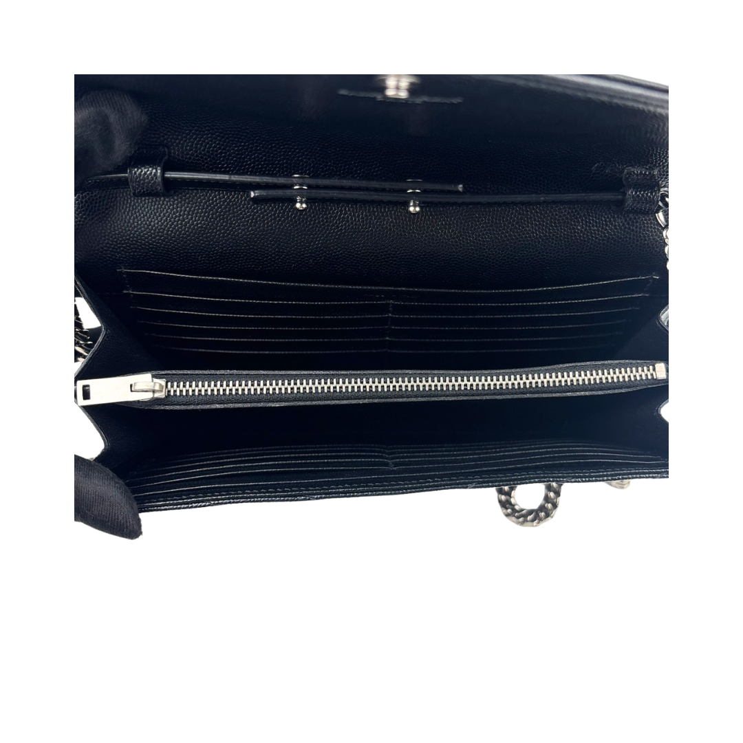YSL Black Cassandre Quilted Chain Wallet