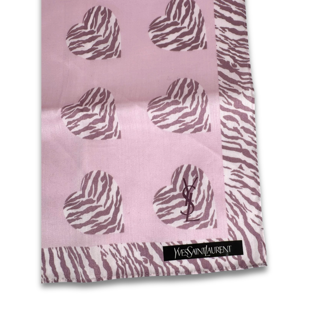 YSL Pink Zebra Hearts Handkerchief