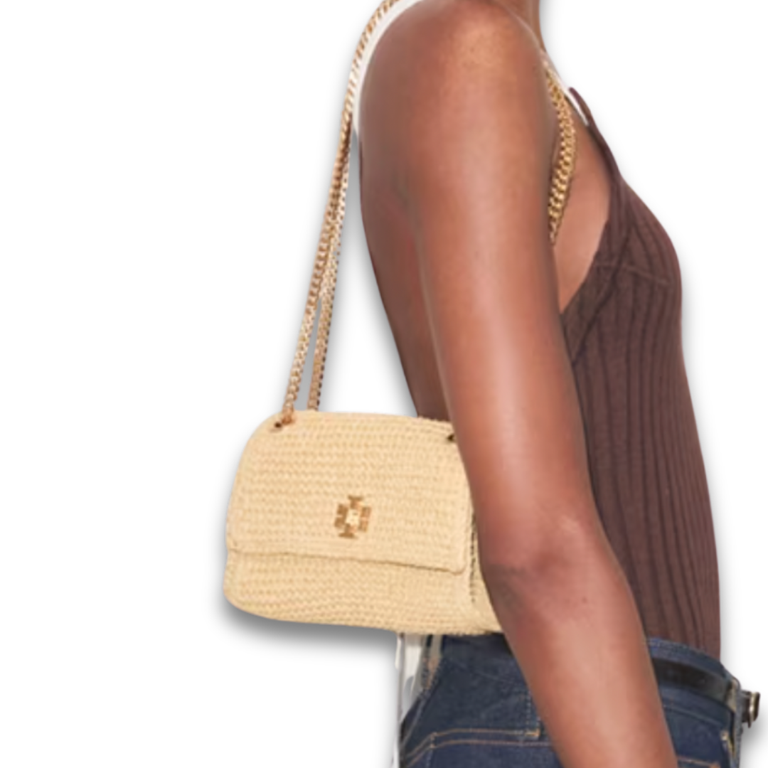 Tory Burch Straw Kira Turnlock Mini Bag
