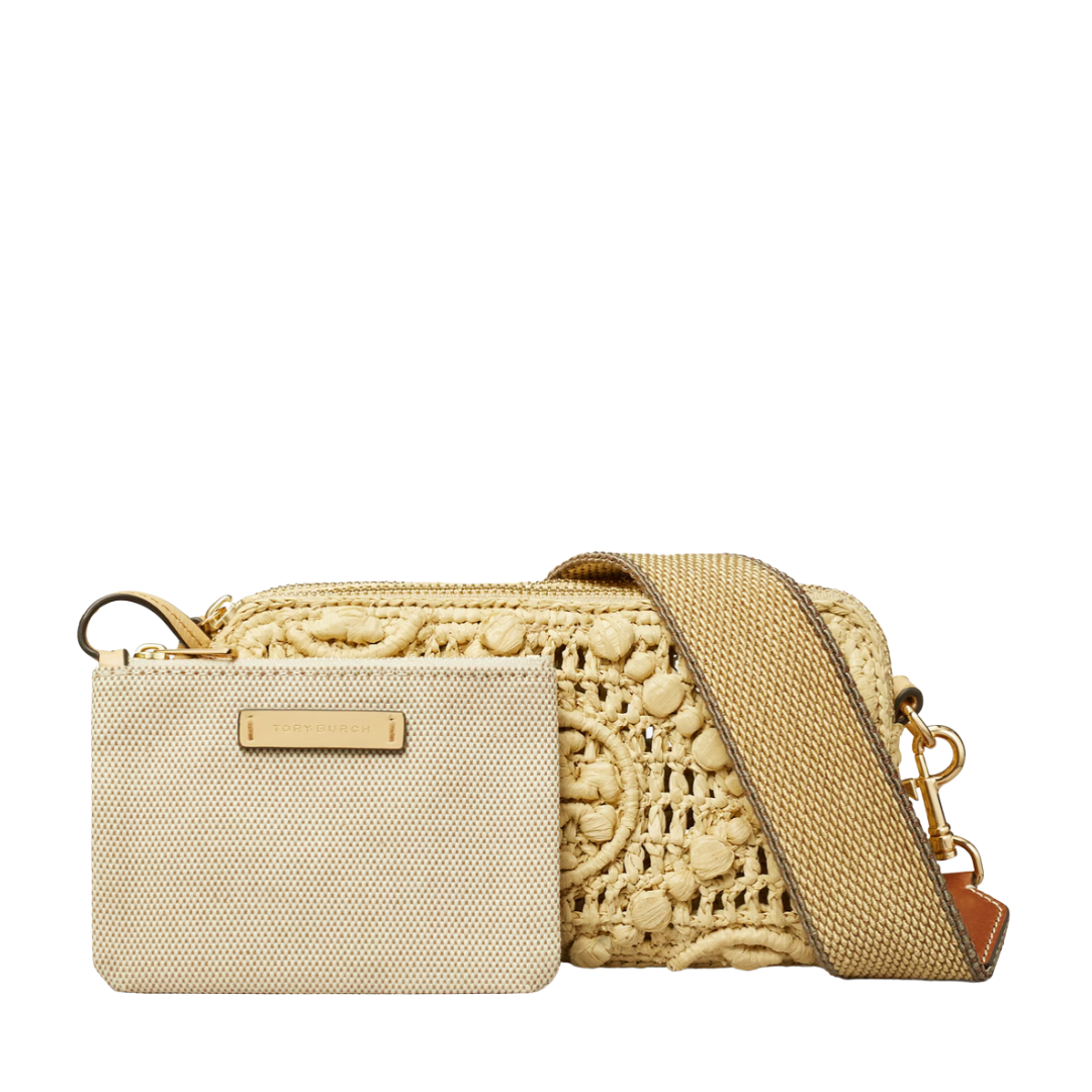 Tory Burch Mini Miller Raffia Crossbody