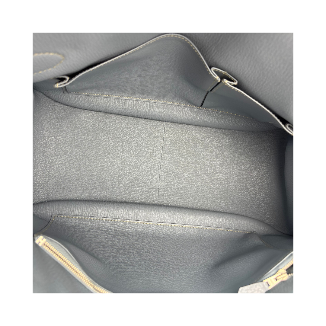 Hermès Clemence Jypsière 34 Bleu Lin