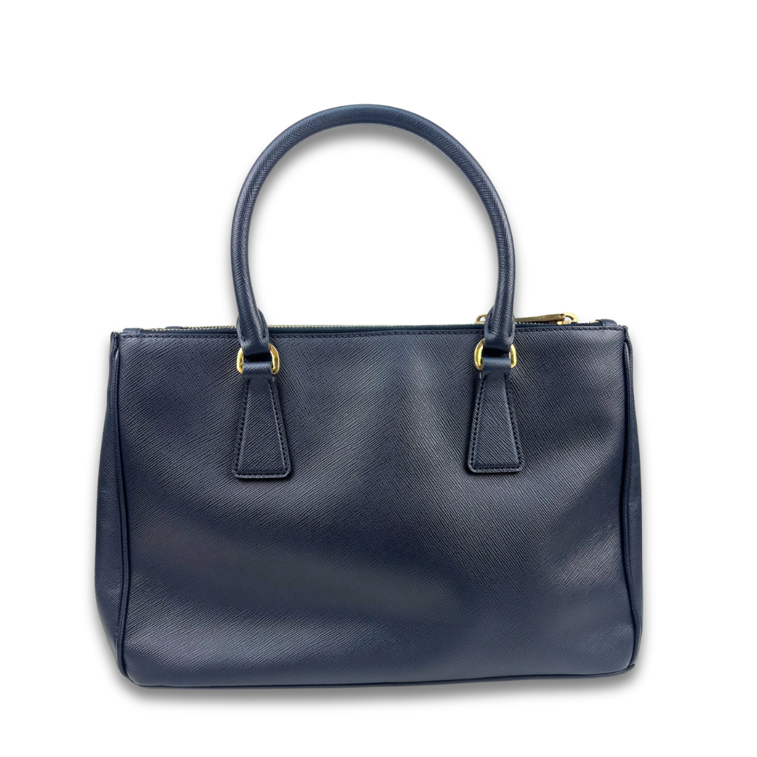 Prada Small Navy Double Zip Galleria