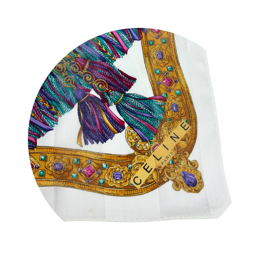 Celine Green Tassel Cotton Handkerchief
