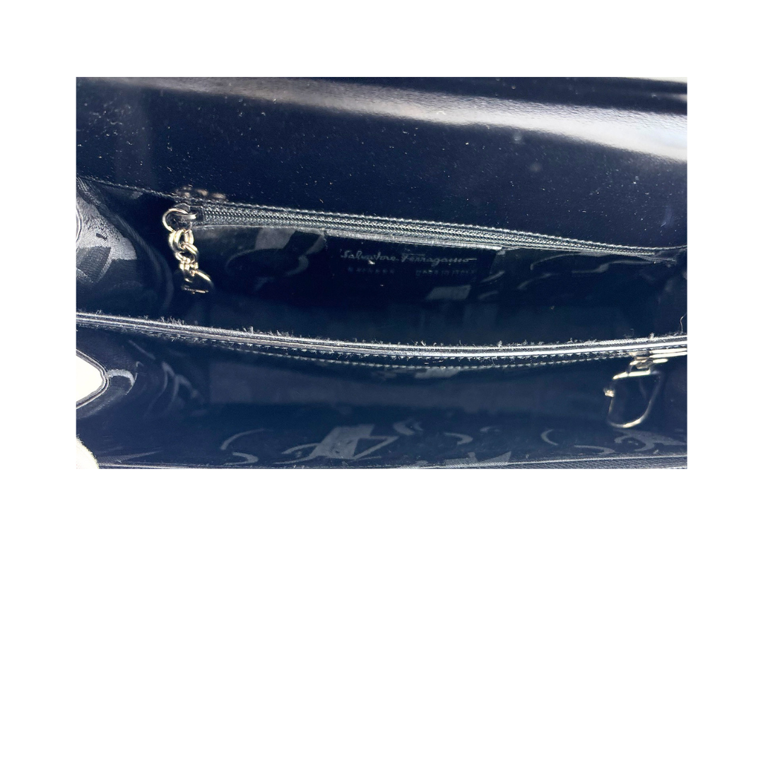 Ferragamo Black Leather Gancini Top Handle