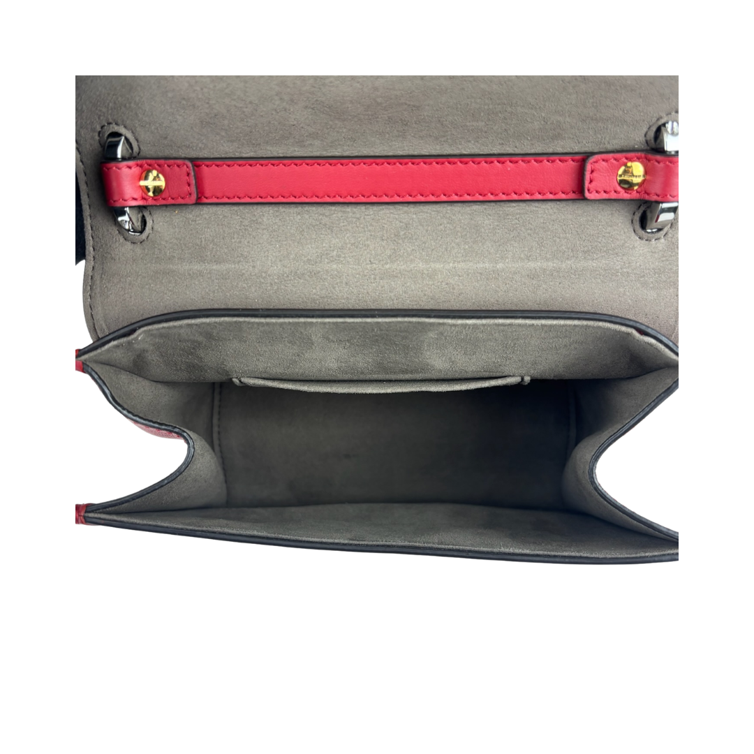 Fendi Red Leather I F Kan Small Shoulder Bag